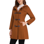 INSPIRE CHIC Hooded Toggle Button Up Duffle Coat for Women's Winter Outwear XL Brown - Image 2