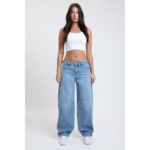 YMI Jeans Women's Moto Baggy Barrel Jeans with Seam Detail