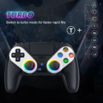 LED Wireless Controller for PS5, Compatible with PS5 Pro/Slim/PC, Dual Vibration, Macro/Turbo Function, 3.5mm Audio Jack, 6-Axis Motion Controller Gamepad with Speaker - Image 2